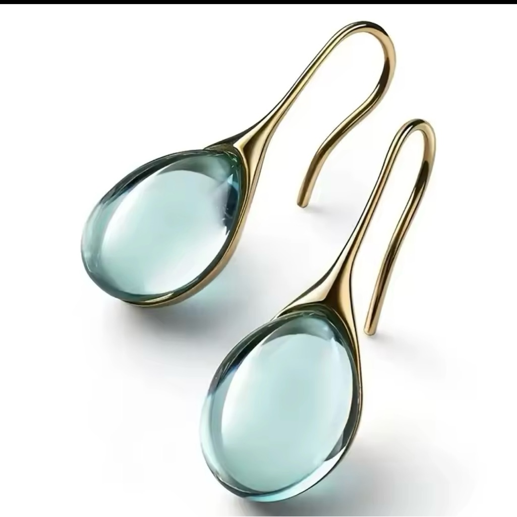 Elegant Gold And Aquamarine Teardrop Earrings